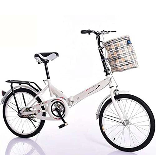 Folding Bike : COUYY Bicycle 20 inch folding bicycle adult men's and women's ultra-light portable shock-absorbing student car gift bicycle, White