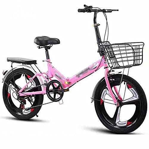 Folding Bike : COUYY Bicycle 20 inch new folding one-wheel variable speed student bicycle, Pink