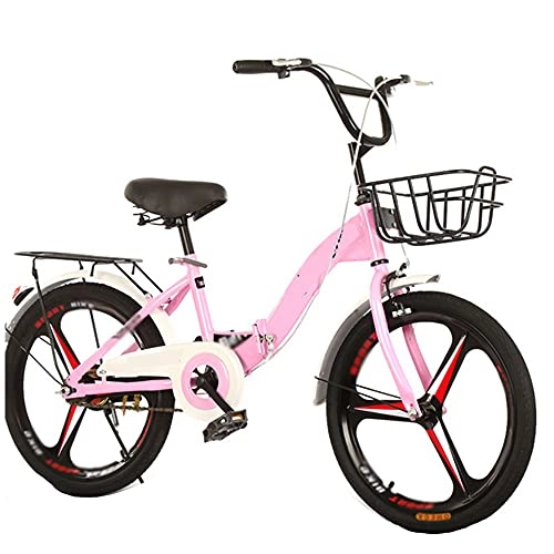Folding Bike : COUYY Bicycle bicycle 16-inch, 20-inch folding bicycle, mountain variable speed bicycle student bike, Pink