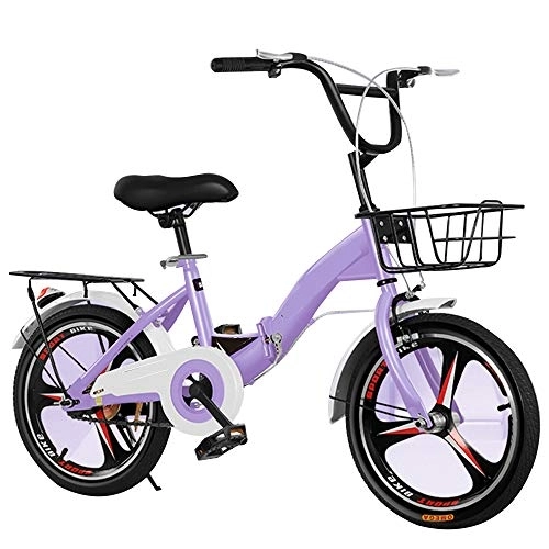 Folding Bike : COUYY Bicycle bicycle 16-inch, 20-inch folding bicycle, mountain variable speed bicycle student bike, Purple
