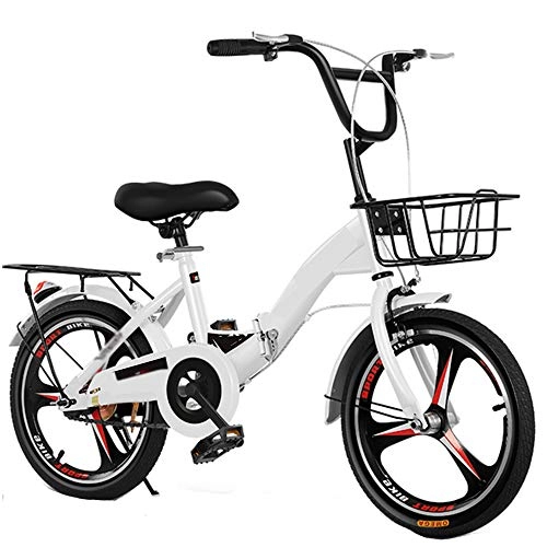 Folding Bike : COUYY Bicycle bicycle 16-inch, 20-inch folding bicycle, mountain variable speed bicycle student bike, White