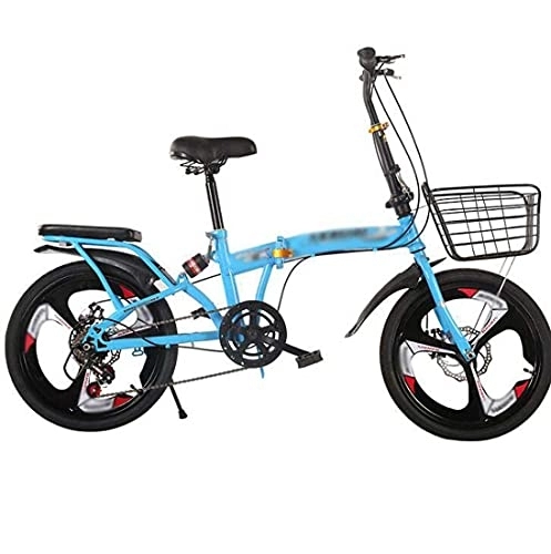 Folding Bike : COUYY Bicycle Disc Brake Variable Speed Folding Bicycle 20 Inch Folding Light Carrying Adult Male and Female Students, Blue