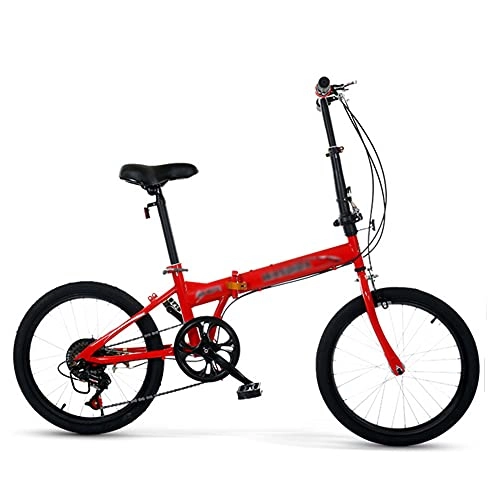 Folding Bike : COUYY Bike 6 inch, 20 inch folding variable speed bicycle female male adult student ultra-light portable folding leisure bicycle, Red, 22
