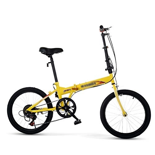 Folding Bike : COUYY Bike 6 inch, 20 inch folding variable speed bicycle female male adult student ultra-light portable folding leisure bicycle, Yellow, 16