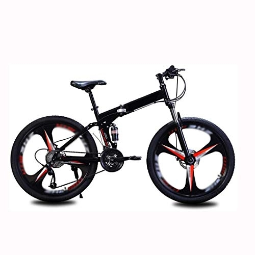 Folding Bike : COUYY Foldable mountain bike bicycle 26-inch 21-speed steel frame double disc brakes foldable road bike, Black, 26