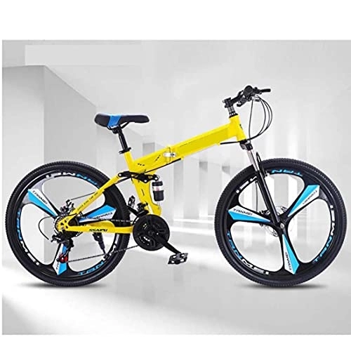 Folding Bike : COUYY Foldable variable speed one-wheel mountain bike 24 inch 26 inch male and female adult student bicycle road bike 21 speed, Yellow, 26