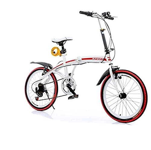 Folding Bike : COUYY Folding bicycle 20 inch folding bicycle variable speed adult bicycle folding bicycle, Red