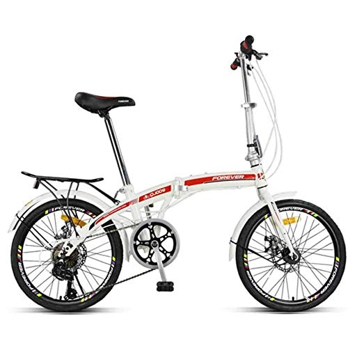 Folding Bike : COUYY Folding bicycle, 20-inch variable-speed folding bicycle, urban cycling male and female adult ultra-light portable student bicycle, Red