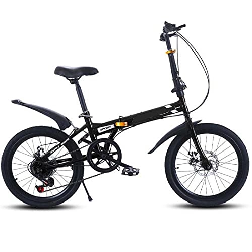 Folding Bike : COUYY Folding bicycle variable speed bicycle disc brake bicycle student bicycle one-wheel drive adult bicycle, Black