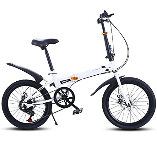 Folding Bike : COUYY Folding bicycle variable speed bicycle disc brake bicycle student bicycle one-wheel drive adult bicycle, White