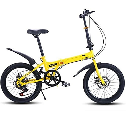 Folding Bike : COUYY Folding bicycle variable speed bicycle disc brake bicycle student bicycle one-wheel drive adult bicycle, Yellow