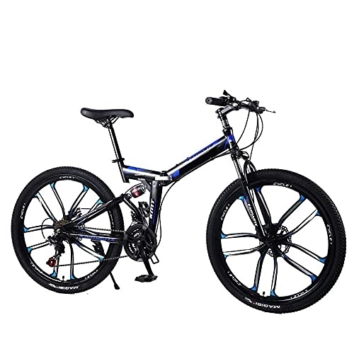 Folding Bike : COUYY Folding Mountain Bike, 21 / 24 / 27Speed Durable Dual Suspension high-carbon steel thickened frame Great for City Riding and Commuting, 21speed, 26 inches