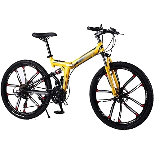 Folding Bike : COUYY Mountain bike 21 / 24 / 27 speed Folding Mountain Bicycle Double Dike Folding Mountain Bike Suitable for Adults 24 / 26 Inch, 27speed, 26 inches