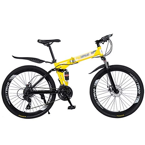 Folding Bike : COUYY Mountain bike shock-absorbing bicycle 26 inch variable speed folding student bike adult bicycle mountain bike, 21 speed, 40 laps