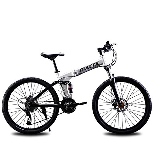 Folding Bike : CPURSUE Bicycle, Mountain Bike, Foldable Bicycle, 24 Inch, Variable Speed Dual Shock Absorption, 24 Speed, Double Disc Brake, White