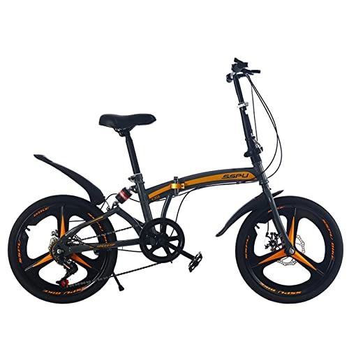 Folding Bike : CSEDF-CRYP 20 InchFolding Mountain Bike, 6 Speed Full Suspension Dual Disc Brakes Foldable Frame Bicycle, For Men or Women