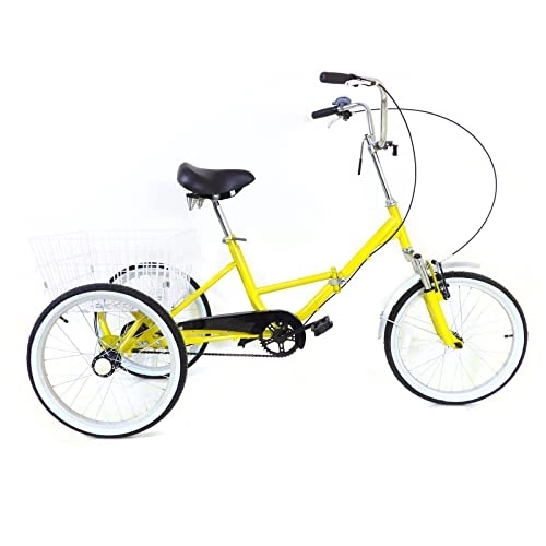 Folding Bike : Cutycaty 20 Inch Folding Bike Folding Bike Folding Tricycle for Adults Bicycle 3 Wheels Bicycle Tricycle with Basket Quick-Fold System Folding Bicycle