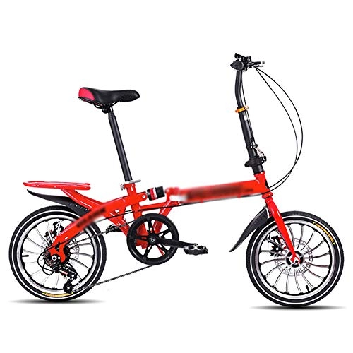 Folding Bike : CXSMKP 20'' Folding Bike, 6 Speed Shimano Gears, Lightweight Iron Frame, Foldable Compact Bicycle with Anti-Skid And Wear-Resistant Tire for Adults, Red