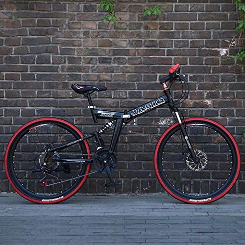 Folding Bike : CXY-JOEL Mountain Bike Folding Bikes, 24 / 26 inch 21-Speed Double Disc Brake Full Suspension Anti-Slip, Off-Road Variable Speed Racing Bikes for Men and Women, 24Inch|A