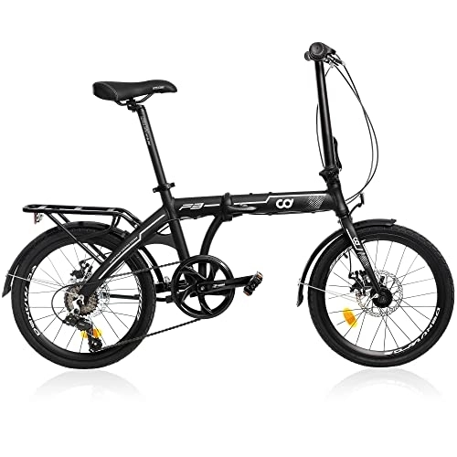 Folding Bike : CyclingDeal Folding Bike Foldable Bicycle Shimano 7 Speed Aluminium 20-inch Wheels Easy Folding City Bicycle with Disc Brake, Rear Carry Rack, Front and Rear Fenders