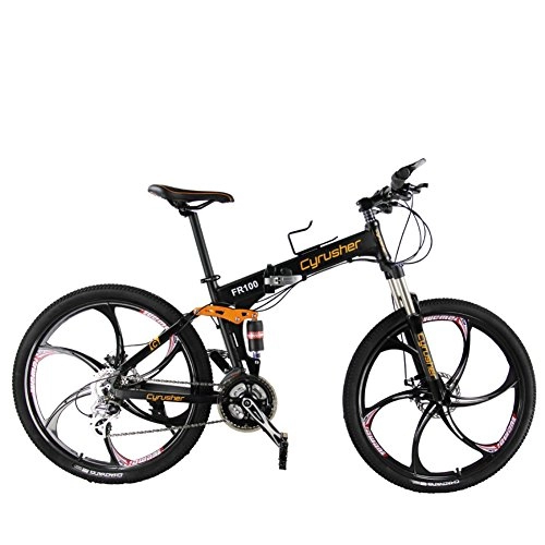 Folding Bike : Cyex FR100 Fording Bikes Shimano M310 ALTUS Full Suspenion 24 Speeds Foldable Bike Bicycle 17 inx 26 in Aluminium Frame Disc Brakes Bicycle (black)