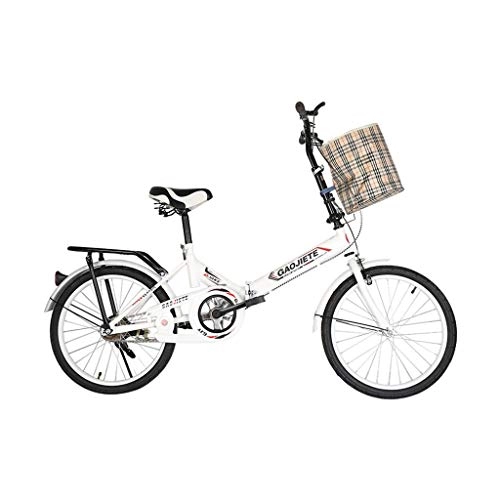 Folding Bike : CYSHAKE Bike Folding Bicycle shopping cart bike Light Portable Bicycle Shifting Shock Absorption Small Wheel Adult Student Bicycle Comfort Bikes Comfort Bikes (Color : White)