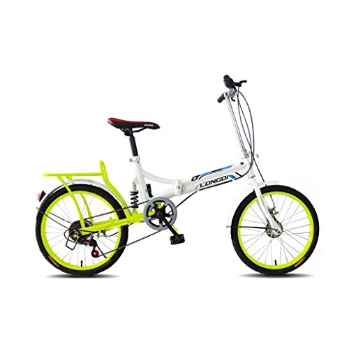 Folding Bike : CYSHAKE Folding Bicycle Adult 20 Inch Ultra Light PortableSmall Kid Students Single Speed Shock Absorber Bicycle Commuter Style Comfort Bikes (Color : Green)
