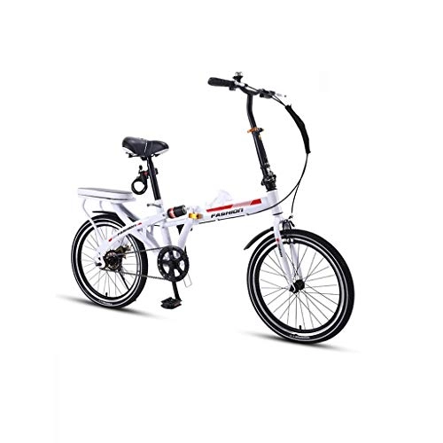Folding Bike : CYSHAKE Home Bicycle Folding Bike Shock Absorb Bicycle Male Female Student Adult Universal BicycleAdult Bicycle 20 Inch With mudguard (Color : White)