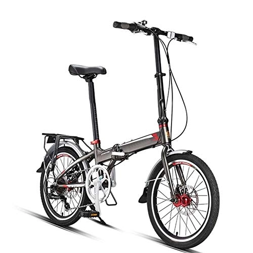 Folding Bike : D&XQX 20-Inch Folding Speed Bicycle, Adult Folding Bicycle Women's Student Single Speed Variable Speed Shock Absorber Bicycle Portable Commuter Car, Gray