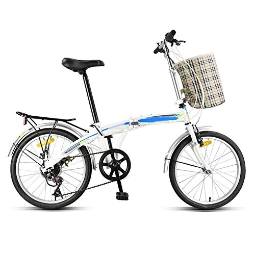 Folding Bike : D&XQX 20-Inch Folding Speed Bicycle, Student Folding Bike Small Work Portable for Men And Women Folding Speed Bicycle Damping Bicycle, Blue