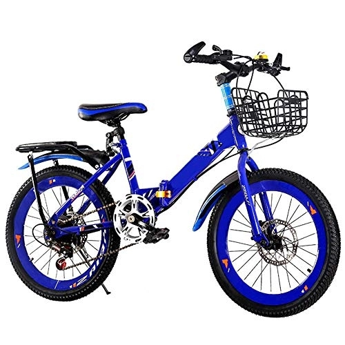 Folding Bike : D&XQX Folding Bicycle, Student Bicycle Single Speed Disc Brake Adult Compact Foldable Bike Gears Folding System Traffic Light Fully Assembled, 20 inches