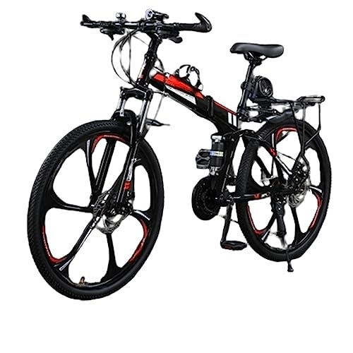Folding Bike : DADHI Folding Mountain Bike, Variable Speed Outdoor Bike, Sensitive Mechanical Disc Brake, Easy Assembly, for Men / Women (black and red 24 speed)