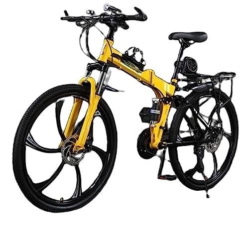 Folding Bike : DADHI Folding Mountain Bike, Variable Speed Outdoor Bike, Sensitive Mechanical Disc Brake, Easy Assembly, for Men / Women (yellow and black 24 speed)