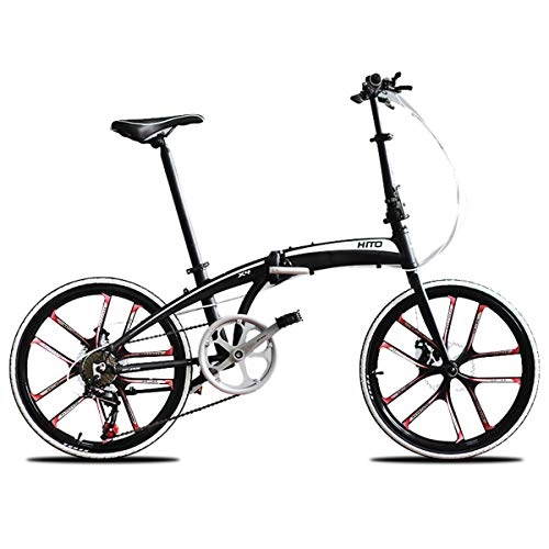 Folding Bike : Dapang Folding Bike, Citybike Commuter Bike with 22 Inches 10-Spoke Wheels MTB Suspension Bicycle, Black