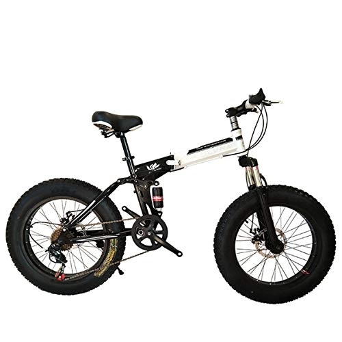 Folding Bike : Dapang Folding Mountain Bike, 20 Inch, 21 / 24 / 27 Speed, Shimano Gears with 4.0" Fat Tyres, Snow Bicycles, Black, 27speed