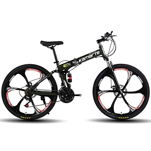 Folding Bike : Dapang Full Dual-Suspension Mountain Bike, Featuring 26-Inch Wheels / Aluminum Frame with Disc Brakes, 27-Speed Shimano Drivetrain, in Multiple Colors, 5, 21Speed
