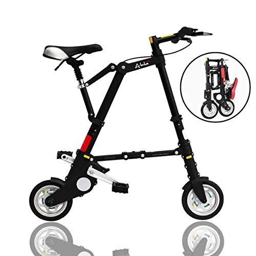 Folding Bike : Dapang Lightweight Flying Mini Folding Bikes, 8" Aluminum alloy Stronger Frame, Unisex, Gold Gloss, Black