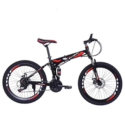 Folding Bike : Dapang Mountain Bike, 26 Inch Folding bike with Sturdy Steel 6 Spokes Integrated Wheel, Premium Full Suspension and Shimano 24 Speed Gear, 11, 26