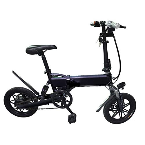 Folding Bike : Daxiong Folding Electric Bicycle with Pedal Booster 14 Inch Double Disc Brakes Adult Electric Car To Work Convenient And Easy To Carry, Black