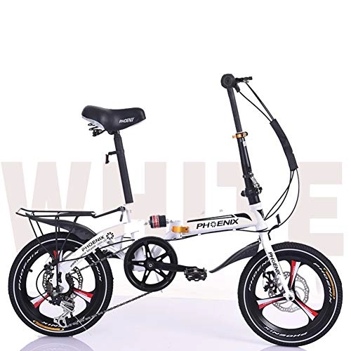 Folding Bike : DBSCD 16 Inch Folding Bicycle, Commuter Foldable Bike For Adult Children Primary Middle School Students Lightweight Shock-absorbing Speed Car Bike