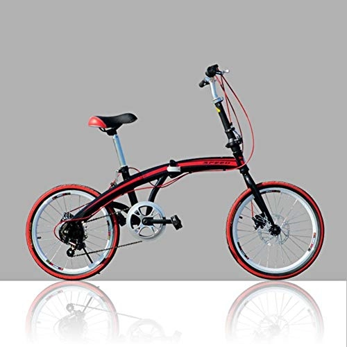 Folding Bike : DBSCD Adults folding bicycles, Student folding bicycles U8 Men and women Foldable bikes-Red A 20inch