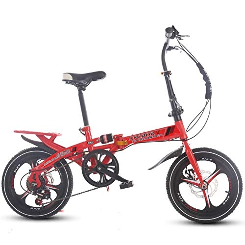 Folding Bike : DBSCD Folding Bike 16 Inch Women's Variable Speed Shock Absorber Adult Super Light Children's Student Bicycle With Basket