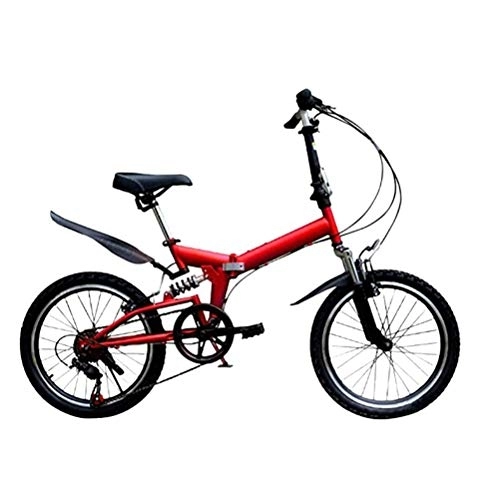 Folding Bike : Dbtxwd 20 Inch Outroad Mountain Bike, Lightweight Folding Bike, City Compact Bike Bicycle, Adult Female Folding Bicycle Student Car for Adults Men And Women, Red