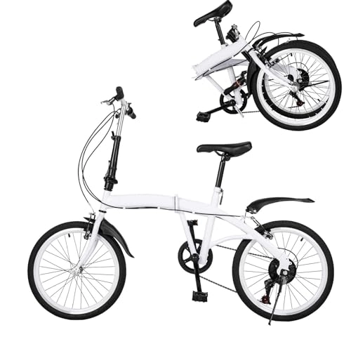 Folding Bike : Dekltus Folding Bike 20 Inch Adult Bicycle Folding with 6 Speed Gears, Folding Bike Suitable from 135 cm - 180 cm for Boys, Girls, Women and Men