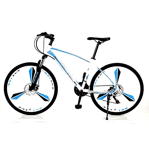 Folding Bike : DEMAXIYA Three-wheel Mountain Bike 27-speed Gearbox, 25-inch Wheel Folding Bike, Strong Shock Absorption, Stable Driving, 173cm Long, Suitable For City Travel And Tourism, Blue