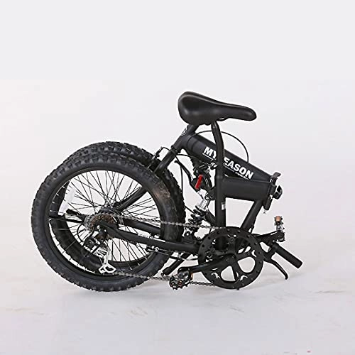 Folding Bike : DERTHWER Folding bicycle Folding mountain bike, 20-inch 6-speed, unisex, adjustable seat height, beaded pedals, (Color : Black)