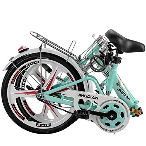 Folding Bike : DERTHWER mountain bikes Folding Bicycle Lightweight Single Speed Portable Female City Commuter Bicycle, Green