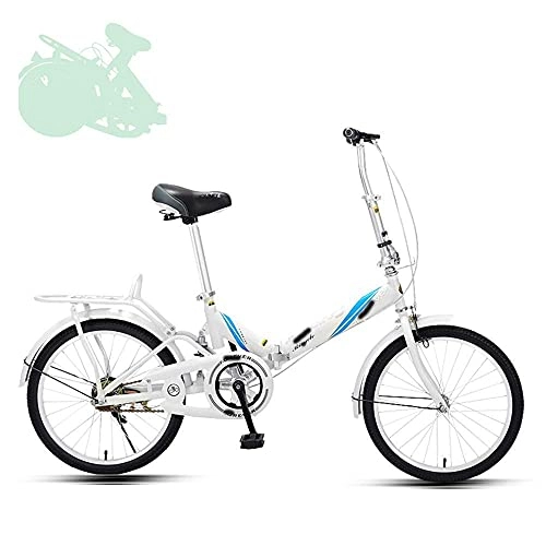 Folding Bike : DERUKK-TY Folding Adult Bicycle 20-Inch Quick-Folding Bicycle With Adjustable Handlebar And Seat Shock-Absorbing Spring Labor-Saving Big Crankset 7 Colors, Safe And Comfort (White)