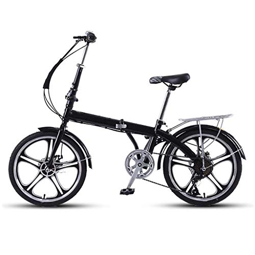 Folding Bike : DFKDGL 20 Inch Compact Bike Bicycle Aluminum Car Circle Womens Bike Lightweight Foldable Bicycle Variable 7-Speed Folding Bicycle Travel Folding Bicycle For Travel Go Working (Color : Black) Unicyc