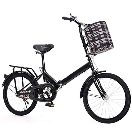 Folding Bike : DFKDGL Commuters Folding Bike With Bicycle Basket, Portable 20in Wheel For Adults, Small Bikes For Women, Student Bicycles For Boys And Girls, beach Cruiser Bike (Color : Black, Size : 20 inches) Un